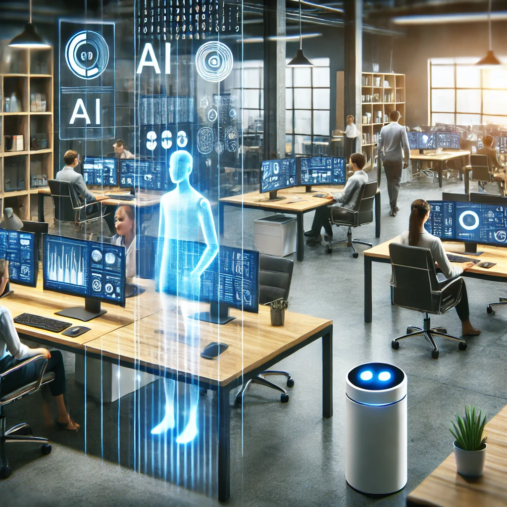 Small business team using generative AI tools for automation