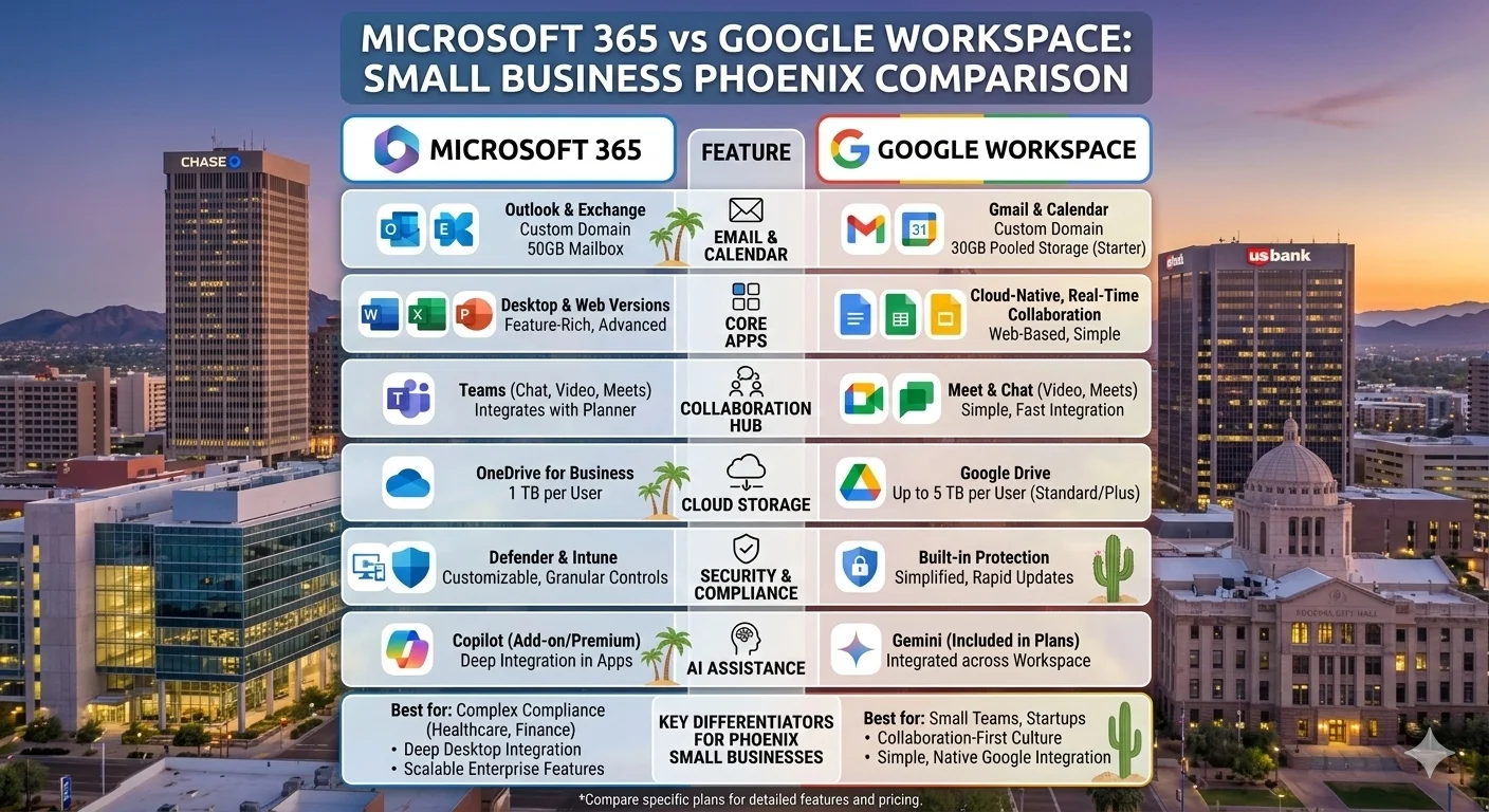 Microsoft 365 vs Google Workspace small business Phoenix